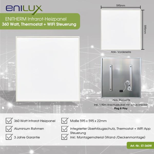 Enilux Infrarot-Heizpanel 360W mit WIFI